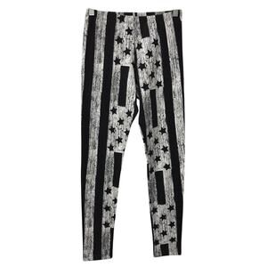 Self Esteem Leggings Juniors Large Black White Stars Stripes